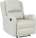 Coaster Home Furnishings - Kelsey - Leatherette Upholstered Swivel Glider Recliner Chair - Manual Recline Lever English Arms Plush Foam Cushions - Living Room - 30-Inch - Ivory - 609373