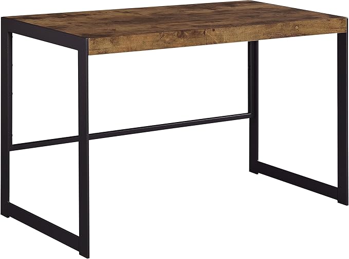 Coaster Home Furnishings – Estrella – Engineered Wood – 47-Inch Writing Desk with Farmhouse Style Gunmetal Legs and Spacious Top – Home Office &amp Living Room – Rustic Nutmeg - 800655