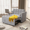 Velvet Convertible 3 in 1 Sleeper Sofa Bed Small Upholstered Loveseat Pull Out Couch Multi-Functional Sleeper Futon with Hidden Table and Adjustable Backrest for Living Room (Gray)