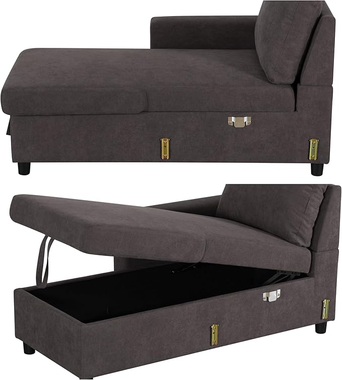 83 Inch Pull Out Couch Convertible Sofa Bed for Living Room Comfortable Sleeper Sofa with Pull Out Bed Modern Sectional Couches with Storage Chaise Easy Assembly for Apartment Dark Brown