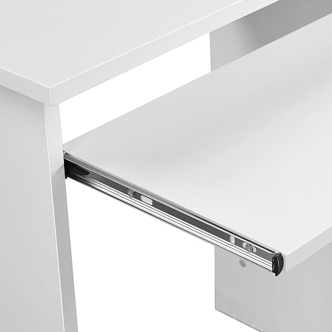 Yaheetech Desk with Keyboard Tray Home Office Computer Desk Wooden PC Laptop Desk Morden Sturdy Study Writing Table White