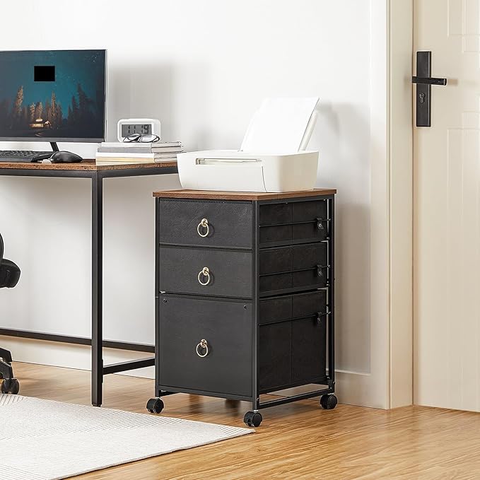 Mobile File Cabinet 3-Drawer Mobile File Cabinet Vertical Filing Office