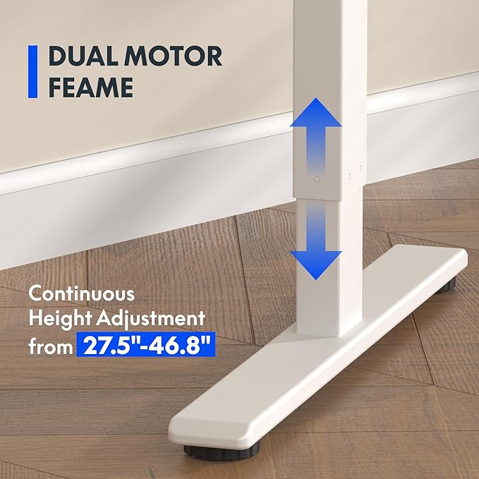 FLEXISPOT E3 Dual Motor 2 Stages Standing Desk Height Adjustable Electric Stand Up Desk Frame Only (White)