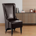 GDFStudio 23 Wide High Back Accent Chair Upholstered Wingback Chair Armless Design Modern Vintage High Back Chair with Soft Padded Seat and Wooden Legs for Living Room Bedroom Dark Brown+PU