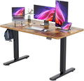 YESHOMY Height Adjustable Electric Standing Desk Memory Home Office Sit Stand up Desk with Phone Holder and USB Charging Port Black Leg/Rustic Brown Top