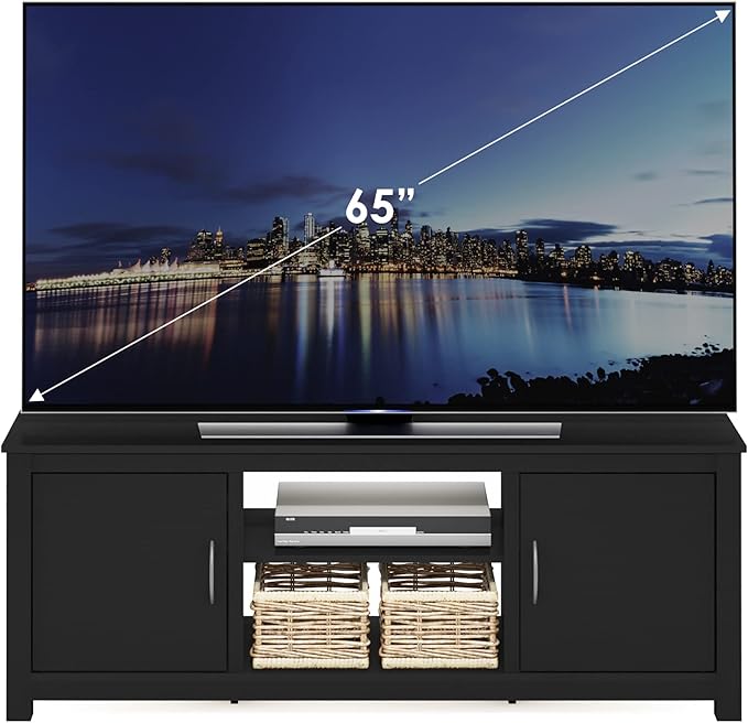 Furinno Classic Stand with Storage for TV up to 65 Inch Americano Large