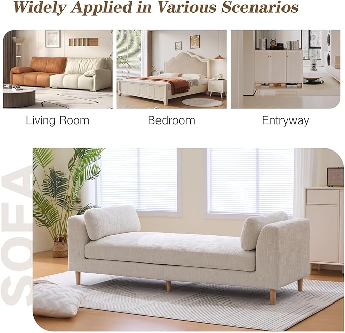 Chifee &amp Vingol End of Bed Bench King Size 83.1 W Bedroom Benches Upholstered Entryway Bench with Removable Pillows for Living Room Bed Room HallwayBeige