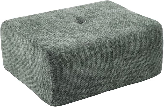 Large Ottoman 37 Inch Rectangle Footrest for Couch with Memory Foam and Chenille Upholstered Plush Floor Seating and Coffee Table for Living Room No Assembly Required Green