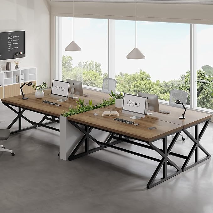 IBF Rustic Office Desk Table Industrial Long Wood Computer Desk for Home Office Modern Large Wide Simple Pc Gaming Workstation Executive Writing Desks Big Table for Work Study Rustic Oak 60 Inch