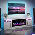VITESSE Fireplace with TV Stand 36 inch Electric Fireplace Up to 80 TVs LED Light Entertainment Center 70 Modern Wood High Gloss with Highlight Storage Cabinet for Living Room (White)