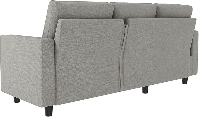 L Shaped CouchReversible Sofa with Linen FabricConvertible Sectional Sofa for Small Space Light Grey