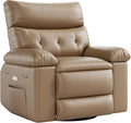 Elderly Massage Recliner Chair with Heat - Oversized Power Swivel Rocker for Adults 360° Rotating Chair PU Leather Recliner Sofa for Living Room Bedroom - Easy Clean Design Yellow