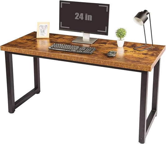 TOPSKY Computer Desk 59 inch Large Office Desk Gaming Desk Writing Desk Large Legroom Metal Frame 1.88 Thickness Desktop (Rustic Brown)