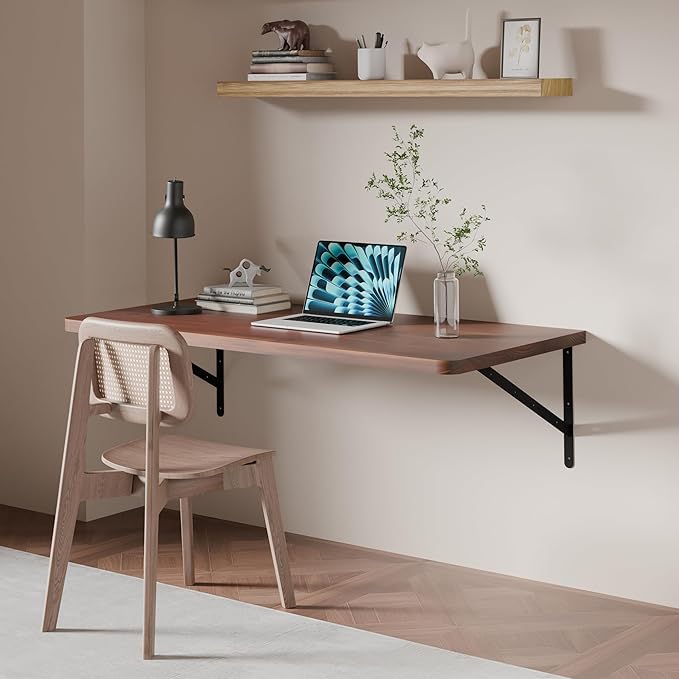 Floating Wall Desk for Home OfficeWall Mounted Table with Pine Wood48 Inch Workbench for GarageWork Table with Heavy Duty Brackets for KitchenDiningLaundry