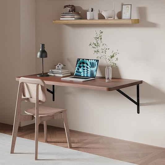 Floating Wall Desk for Home OfficeWall Mounted Table with Pine Wood48 Inch Workbench for GarageWork Table with Heavy Duty Brackets for KitchenDiningLaundry