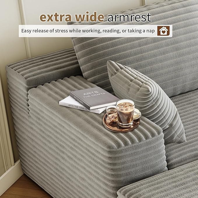 107.5 Cloud Modular Sectional Couch with 1 OttomanModern Minimalist Upholstered Couches Comfort U Shaped Sofa for Living RoomDeep Seat Corner CouchNo Assembly Required (GreyLeft Facing Chaise)