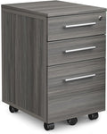 NBF Office Files Pedestal Cabinet - 3 Drawer File Cabinet with Lock - Laminate Office Filing Cabinets - Modern Mobile File Cabinet Document Storage (26 H Warm Ash)