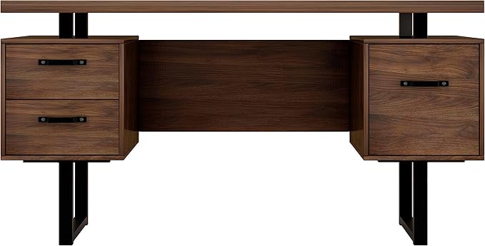 Home Office Computer Desk with Drawers/Hanging Letter-Size Files 59 inch Writing Study Table with Drawers