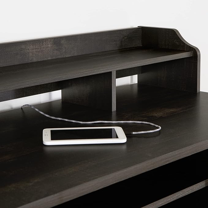 South Shore 14676 Versa Computer Desk with Hutch Rubbed Black