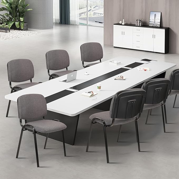 CLATINA Set of 10 Stackable Waiting Room Chairs Armless No Wheels Reception Chair with Upholstered Seat Guest Chairs for Conference Breakroom Lobby Events Church School Hall Hotel (Grey)