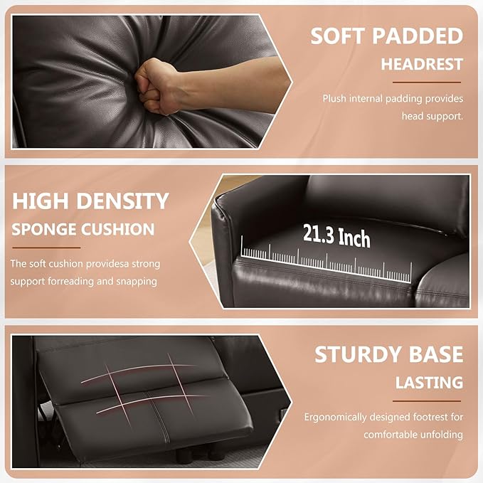 Reclining Loveseat Sofa 3 Seat Manual Recliner Couch with Flip Middle Backrest Console Wall Hugger Storage Drawer &amp Cup Holder for RV &amp Living Room Seating (Dark Brown 3 seat)