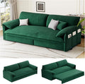 66 Queen Pull Out Couch BedVelvet 3-in-1 Queen-Size Sleeper SofaConvertible Pull-Out Sofa Bed with Side PocketsSleeper Loveseat for Living RoomApartment Offices (Green)