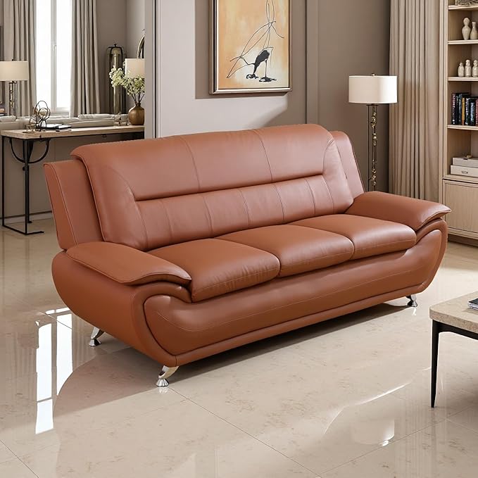 A Ainehome Sectional Sofa Couch Set Living Room Furniture Sets Modern Leather Sofa Couch for Living Room(A-Orange)