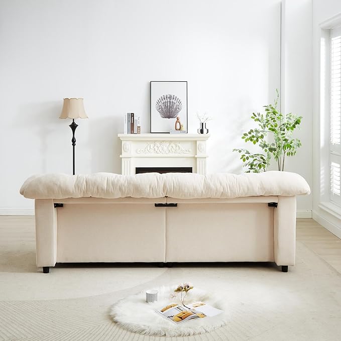 99.2 Cloud Couch Sofa for Living Room 3-Seater Oversized Couches with Thickened Armrests Plush Chenille Fabric &amp Deep Seat Cushions Sofa Modern Comfy Couches for Bedroom Office (White)
