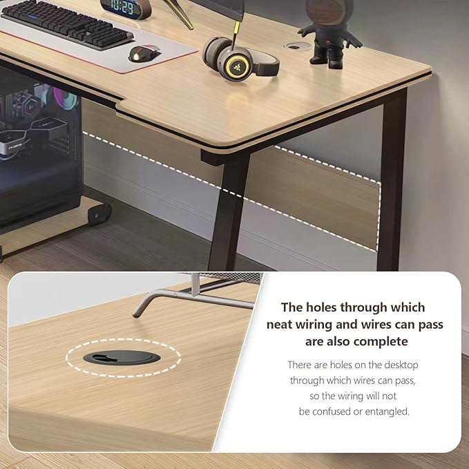 Gaming Desk Computer Writing Table Student Art Modren Simple Style PC Wood Suitable for Home OfficeBedroom