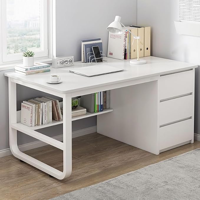Computer Table Computer Desk with Storage 39.5 Contemporary Office Study Desk with Metal Bracket Home Office Desk for Bedroom Study Office