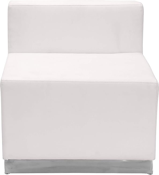 Flash Furniture HERCULES Alon Series White LeatherSoft Chair with Brushed Stainless Steel Base