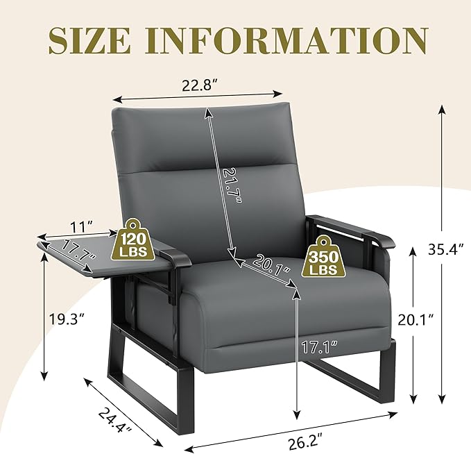 PU Leather Accent Chair with Side Table Living Room Side Chairs Set of 2 Modern Upholstered Armchair Office Club Chairs Grey
