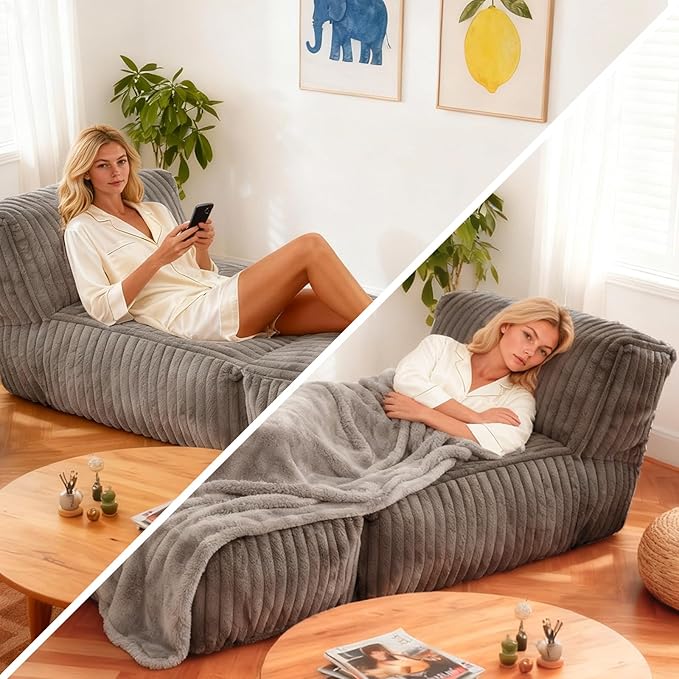 Folding Sofa Bed Convertible Floor Sleeper Chair Comfy Futon Floor Couch 2 in 1 Pull Out Single Boneless Sofa for Living Room Bedroom No Assembly (Corduroy Light GreyB)