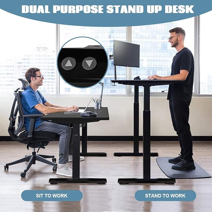 Tangkula Electric Standing Desk Frame Height &amp Width Adjustable Motorized Sit Stand Desk Base Ergonomic Single Motor Stand Up Workstation w/Memory Controller Standing Desk Legs
