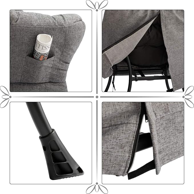 HollyHOME Lazy Chair with Armrest and Side Pocket Comfy Accent Lounge ChairLeisure Sofa Armchair for Living Room Bedroom Dorm or Small Spaces Oversized Reading Sofa ChairCotton-Linen Grey