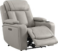 Watson &amp Whitely Super Zero Gravity Recliner Chair Oversized Genuine Leather Electric Recliner W Power Adjustable Headrest &amp Lumbar Support Hidden Storage for Living Room Light Grey