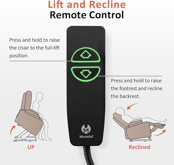 MCombo Power Lift Recliner Chair for Elderly Electric Lift Chair with Extended Footrest USB Ports Cup Holders Faux Leather 7287 (Cream White Medium)