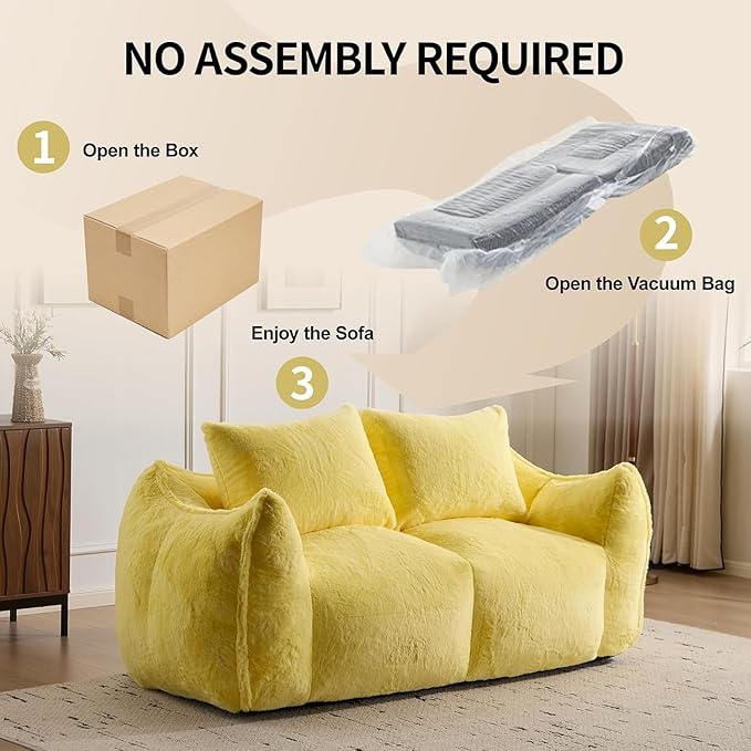 Alpen Loveseat for Small Spaces 75 Boneless Couches for Living Room Love Couch with Armrests Apartment Sofa with Tufted Cushion &amp Backrest No Assembly Yellow