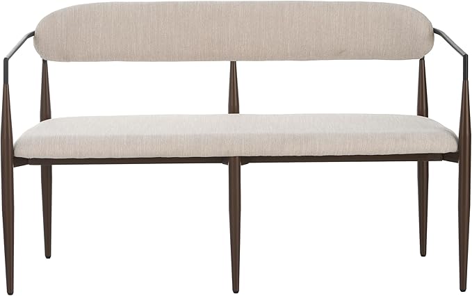 55 Metal Loveseat SetteeModern Upholstered Sofa with Iron FrameUpholstered Plush SeatingBrown Trim &amp Open Backrest Compact Design for Small SpacesLiving RoomBedroomApartmentsLoftsBeige