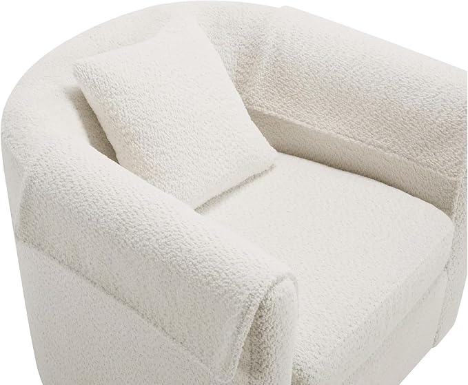 42 W Oversized Swivel Barrel Chair with Storage Ottoman Modern Upholstered Accent Chair Comfy Round Swivel Reading Sofa for Living Room or Bedroom