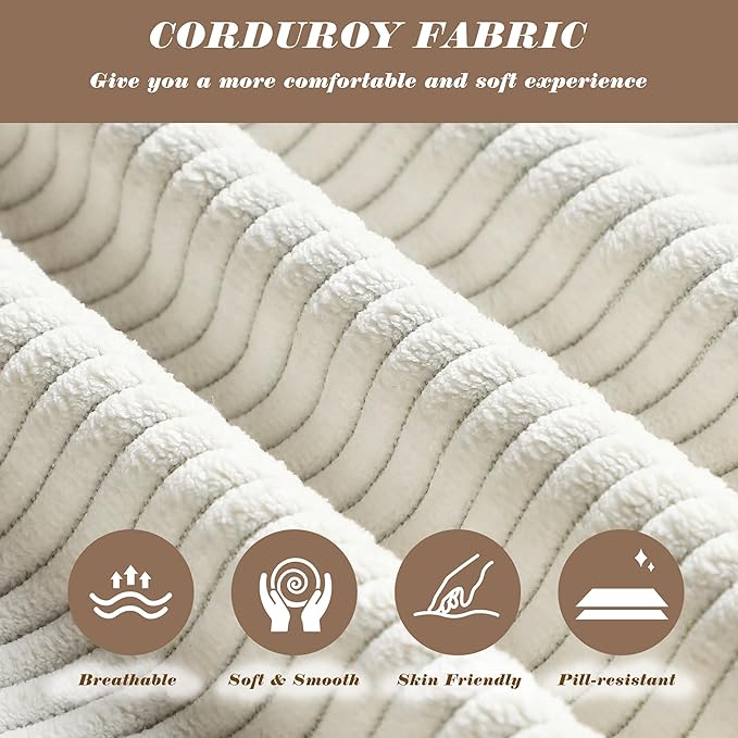 MAGIC UNION Convertible Sectional Couches for Living Room - Small Space Couches L-Shaped Sofa Upholstered 3 Seats Sofas W/Storage Chaise USB Ports Side Pockets and Pillows (Corduroy Fabric White)