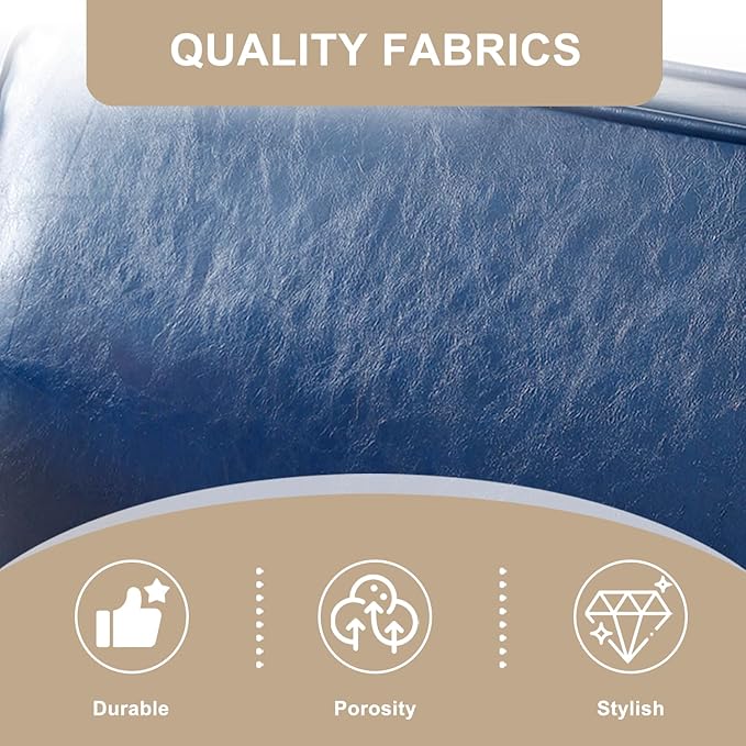 55 Sofa Couch for Living Room with 360° Swivel Side TableUpholstered Small Couches for Bedroom Office or Apartment (Blue)
