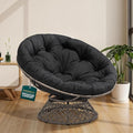 Bme 46 Large Size Ergonomic Wicker Papasan Chair with Soft Thick Density Fabric Cushion Bee-Designed Base High Capacity Steel Frame 360 Degree Swivel for Living Bedroom...