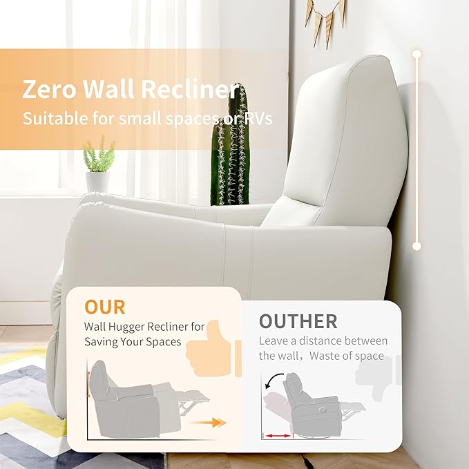 Wall Hugger Power Recliner Chair Zero Wall Electric Recliner Chairs with USB Port Space Saving Large Recliner for Living Room RV Home Theater