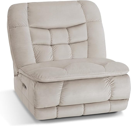MCombo Dual Motor Oversized Power Recliner Chair 38.2'' Large Wide Seat Rocker Recliner with LED Lighting USB Ports Perfect for Living Room Office and Home Theater Fabric PR607 (Beige)