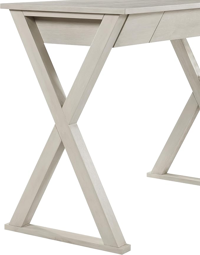 OSP Home Furnishings Marna Modern Writing Home Office Desk with Drawer Weathered White Finish