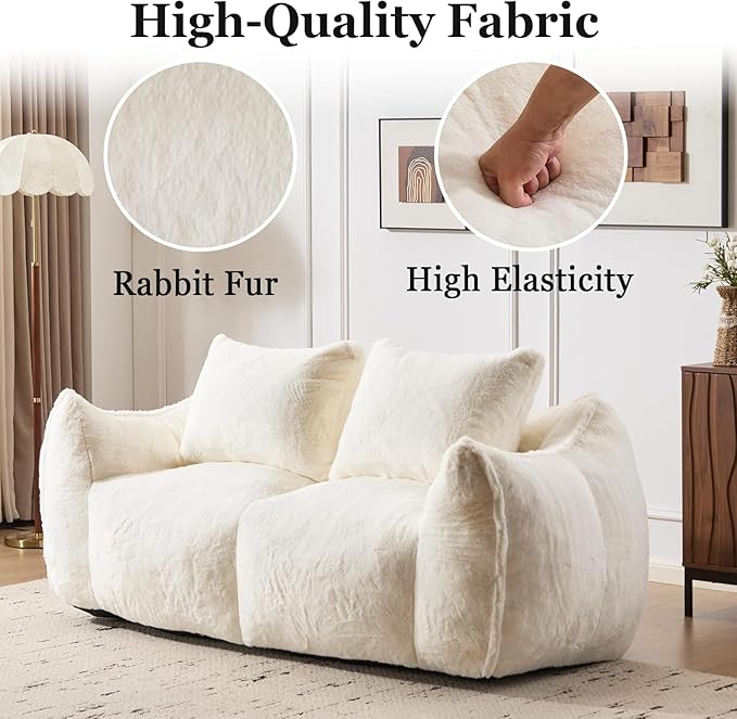 Alpen Loveseat Sofa 75 Comfortable Couch with Armrests 2 Seater Memory Foam Couches with Tufted Cushion &amp Backrest Compressed Sofas for Bedroom Living Room White