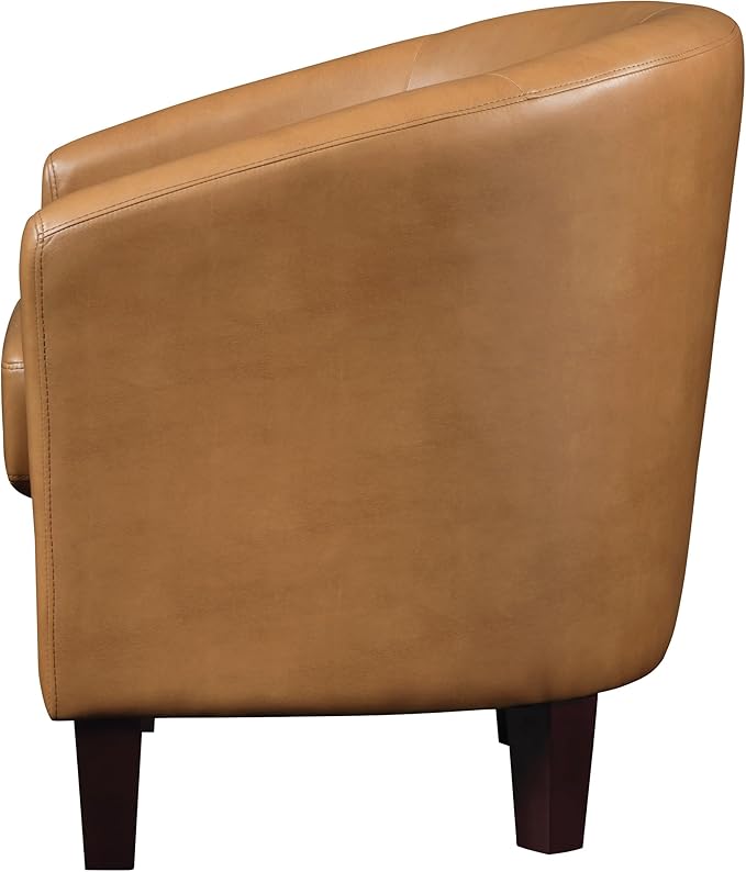 OSP Home Furnishings Ethan Tub Accent Chair with Dark Espresso Wood Legs Camel Faux Leather
