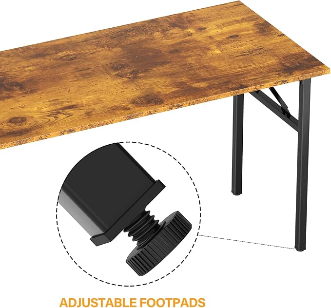 DlandHome Folding Table Computer Desk Workstation Table Conference Table Home Office Desk Fully Assembled (47 Inches Retro)