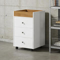 Mobile File Cabinet Office Cabinets with 4 Smooth Wheels for Home Office Rolling Filing Storage Cabinet Compact Printer Stands with 3 Drawers &amp Natural Wood Storage Box on The Top for Letter/A4 S
